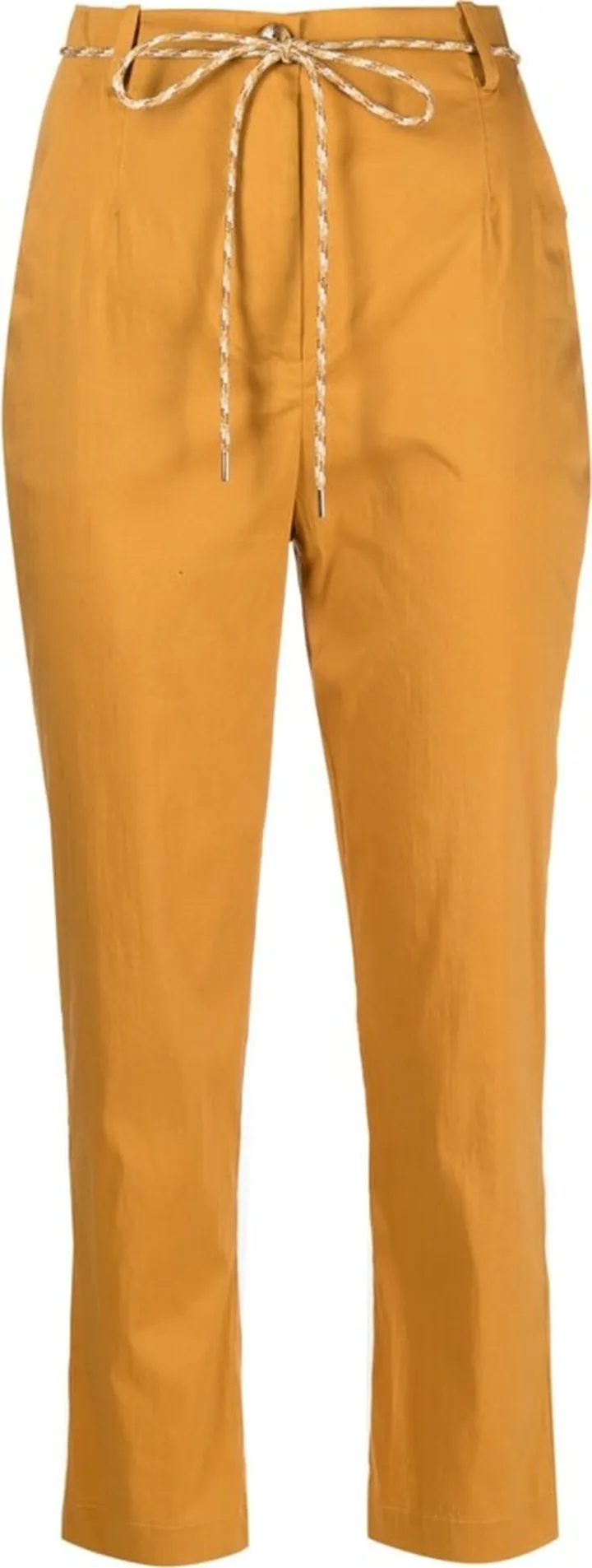 Belted-Waist Cropped Trousers