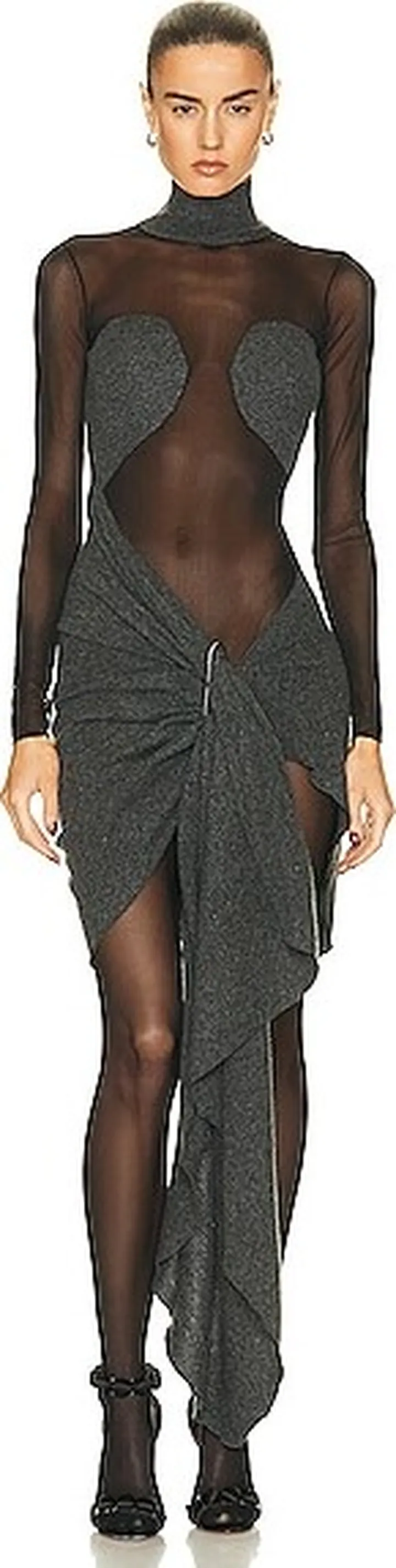 ALAÏA Wl Sheer Dress in Grey