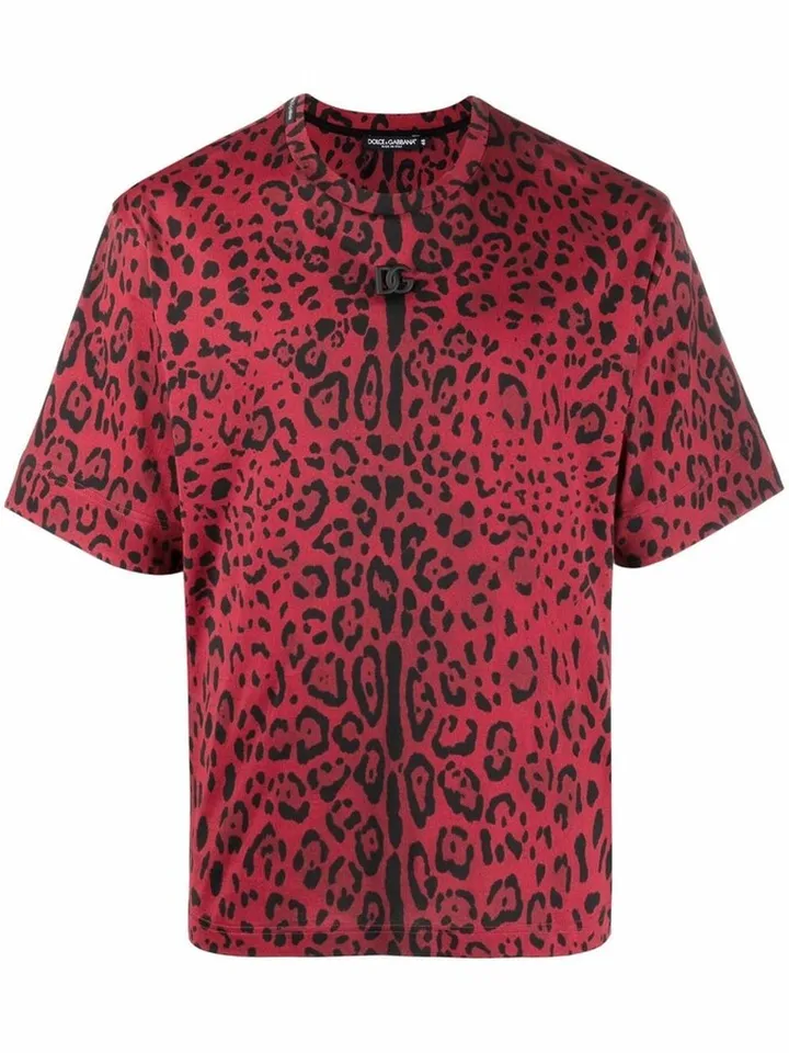 leopard-print short-sleeve T-shirt