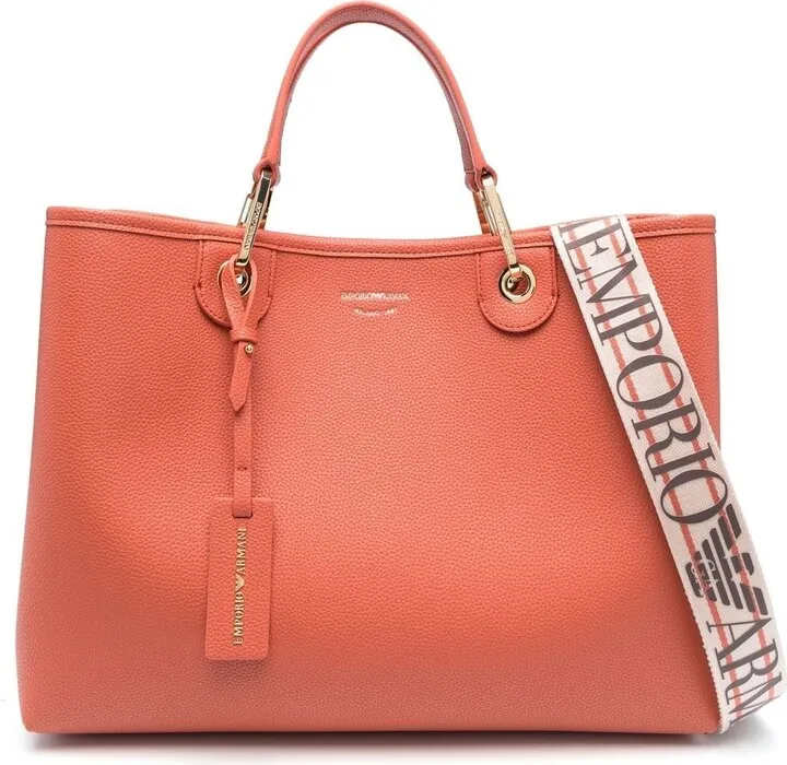 Pebble-Effect Logo-Strap Tote