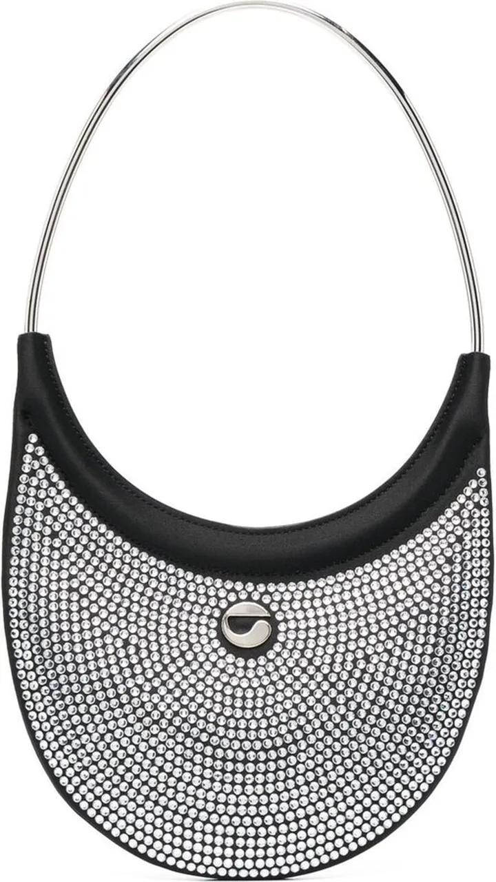 Crystal-Embellished Curved Shoulder Bag