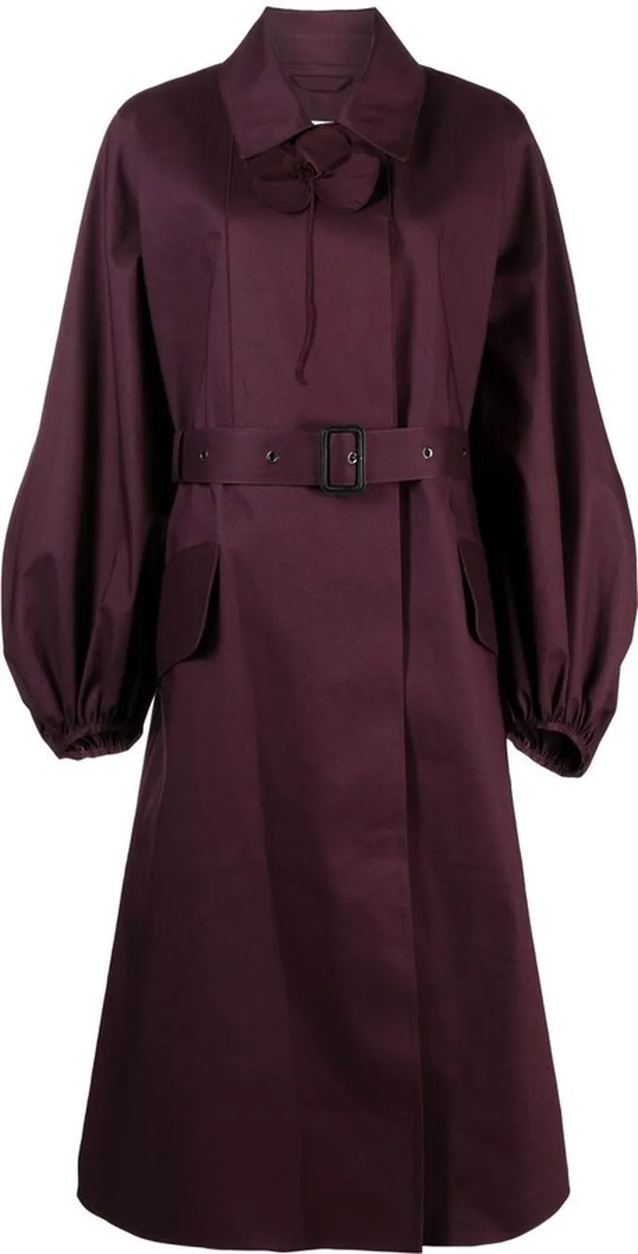 x Mackintosh belted puff-sleeve trench coat