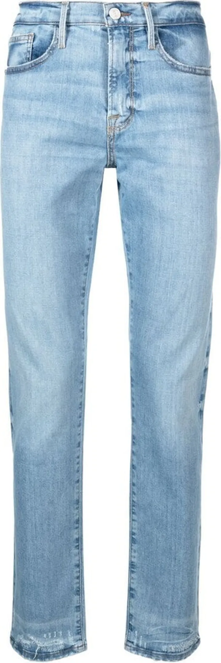 Distressed-Hem Mid-Rise Jeans