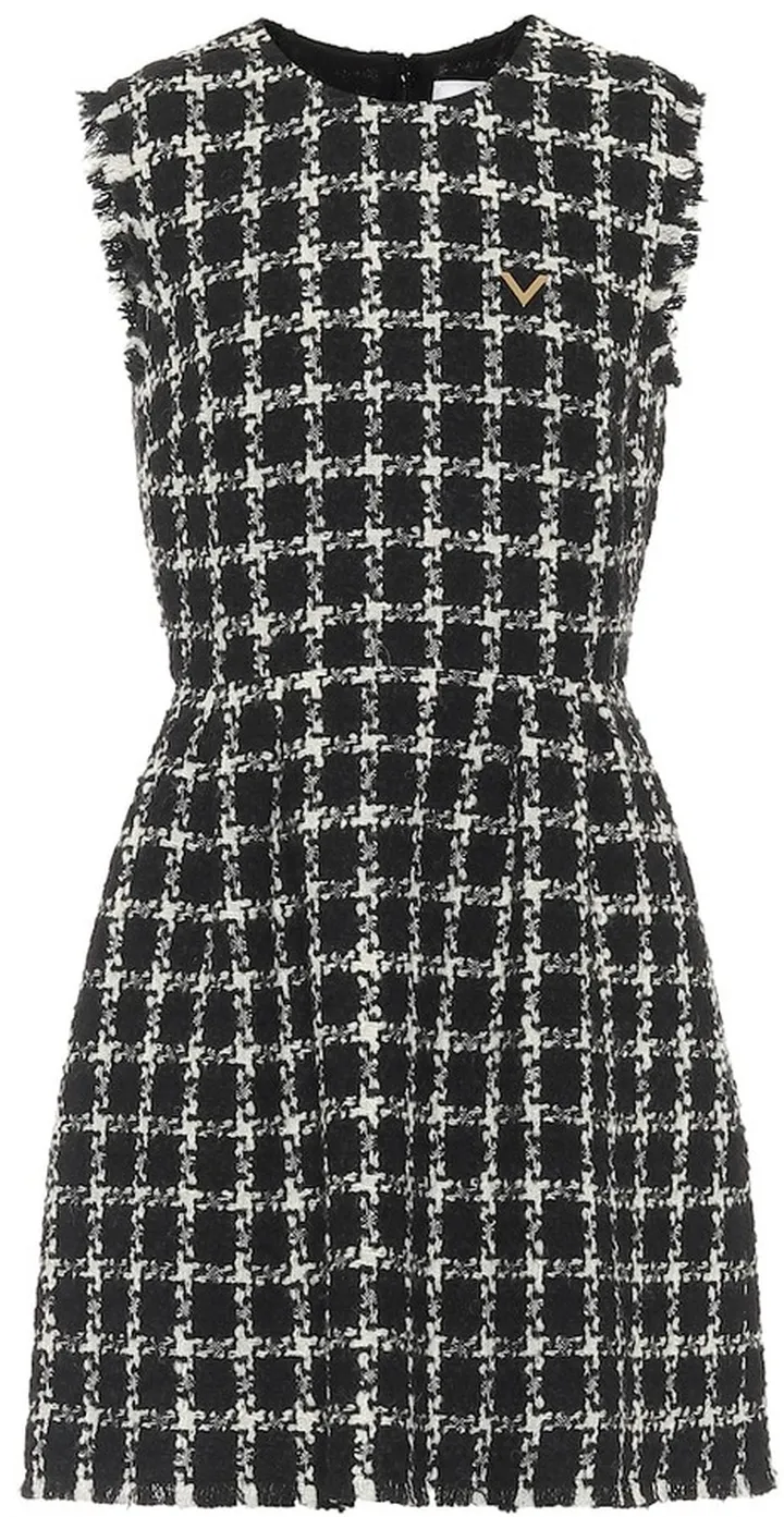 Valentino checked wool-blend tweed minidress