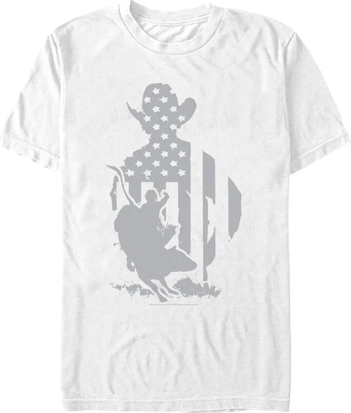 Men's Professional Bull Riders Gray Patriotic Silhouette T-Shirt - White - 2X Large