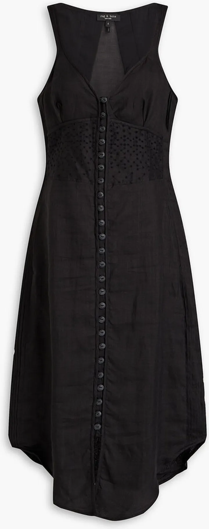 Criseli broderie anglaise-paneled ramie dress