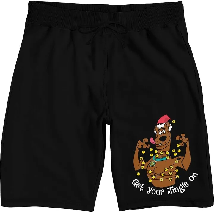 Scooby Doo Get Your Jingle On Men’s Black Sleep Pajama Shorts-Medium