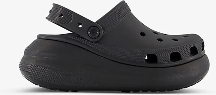 Womens Black Classic Crush Perforated Rubber Clogs