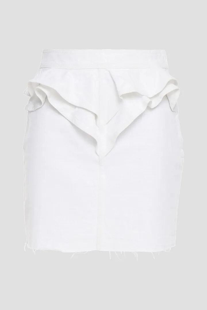 Napola ruffled metallic denim mini skirt