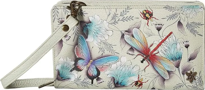 Anuschka Cell Phone Crossbody Wallet 1149 (Wondrous Wings) Handbags
