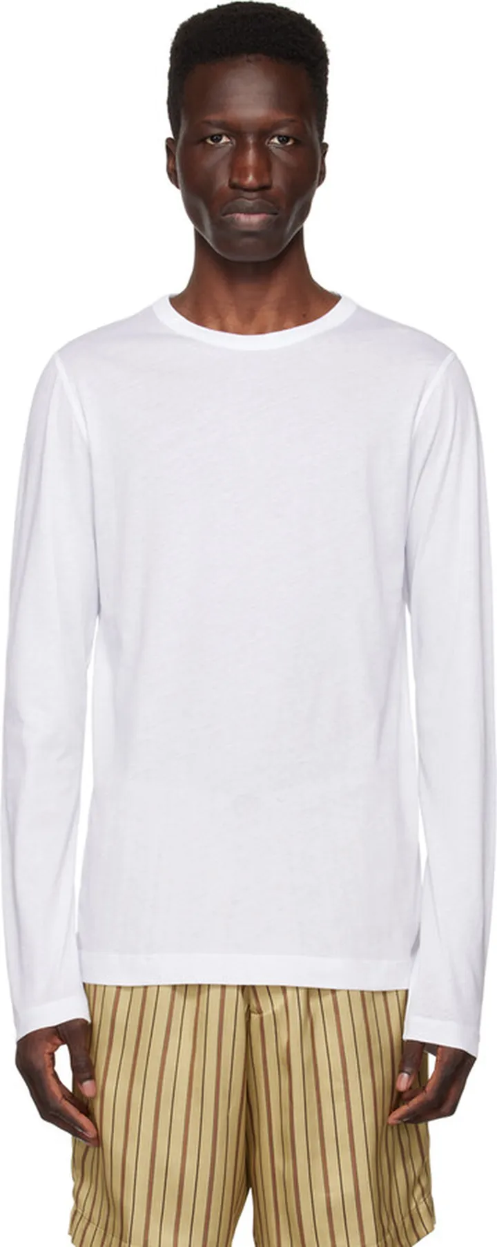 Dries Van Noten White Overlock Stitch Long Sleeve T-Shirt