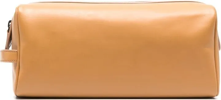 Logo-Stamp Leather Wash Bag