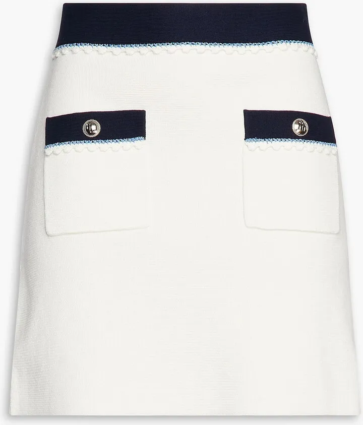 Oliana button-embellished cotton mini skirt