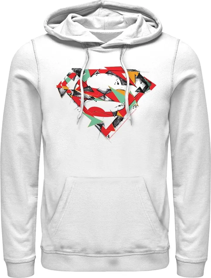 Men's Superman Logo Puzzle Pull Over Hoodie - White - Small