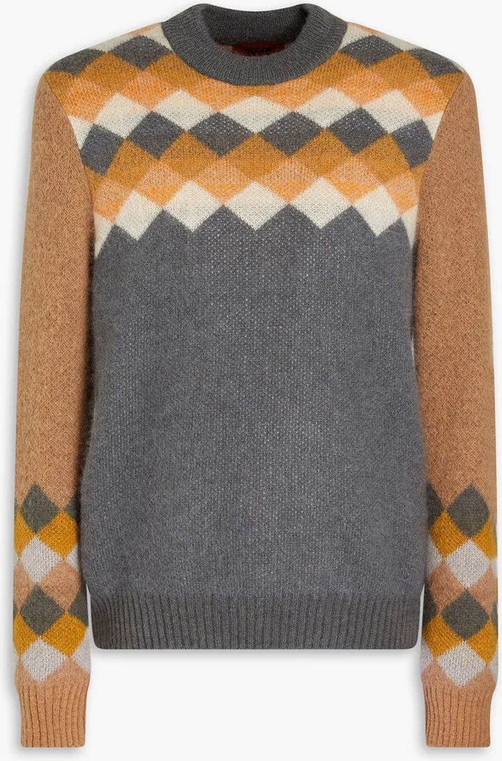 Jacquard-knit mohair-blend sweater