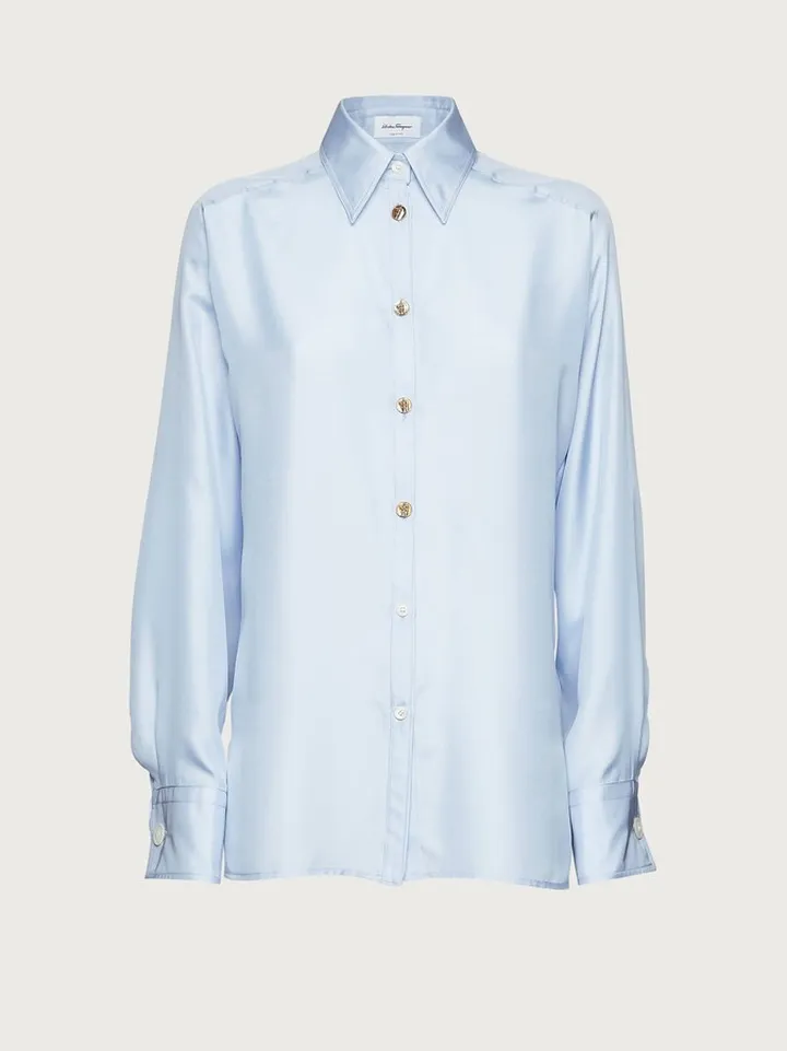 Ferragamo Women Technical silk shirt Blue