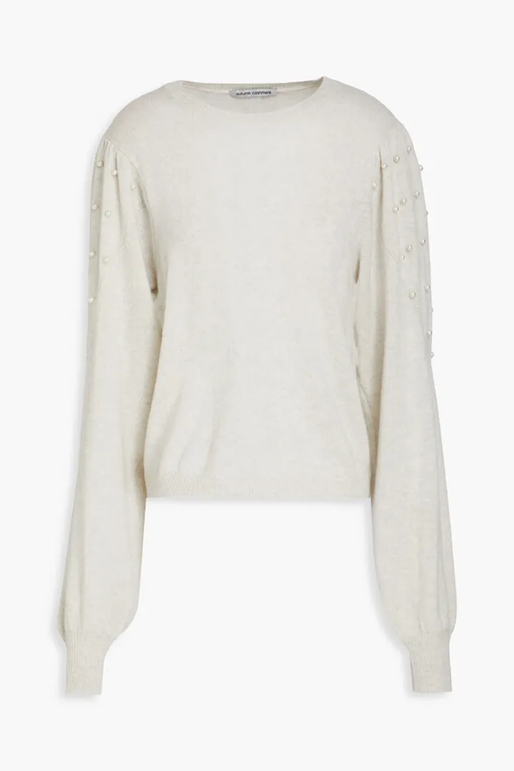 Faux pearl-embellished cashmere sweater