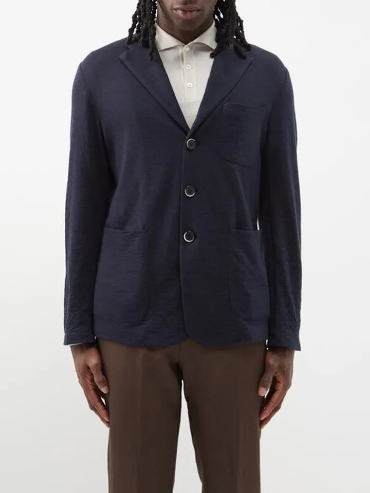 Single-breasted Knitted Wool-blend Jacket