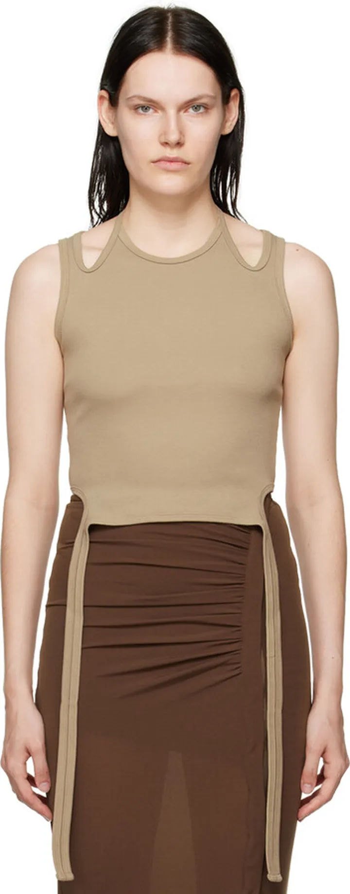 Dion Lee SSENSE Exclusive Brown Halter Tie Tank Top