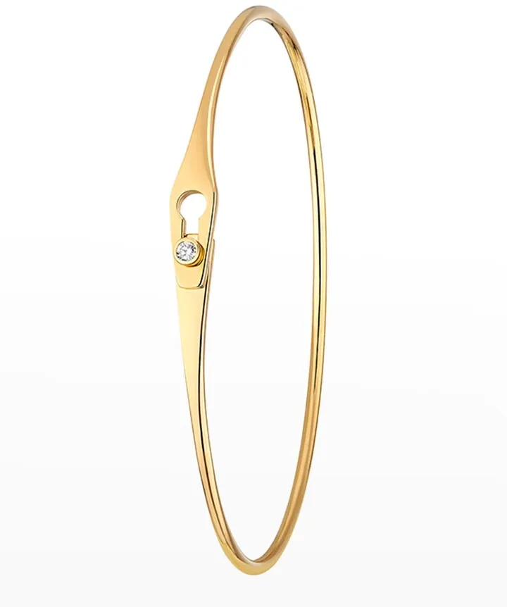 Yellow Gold Secure Flex Bracelet with 1 Diamond