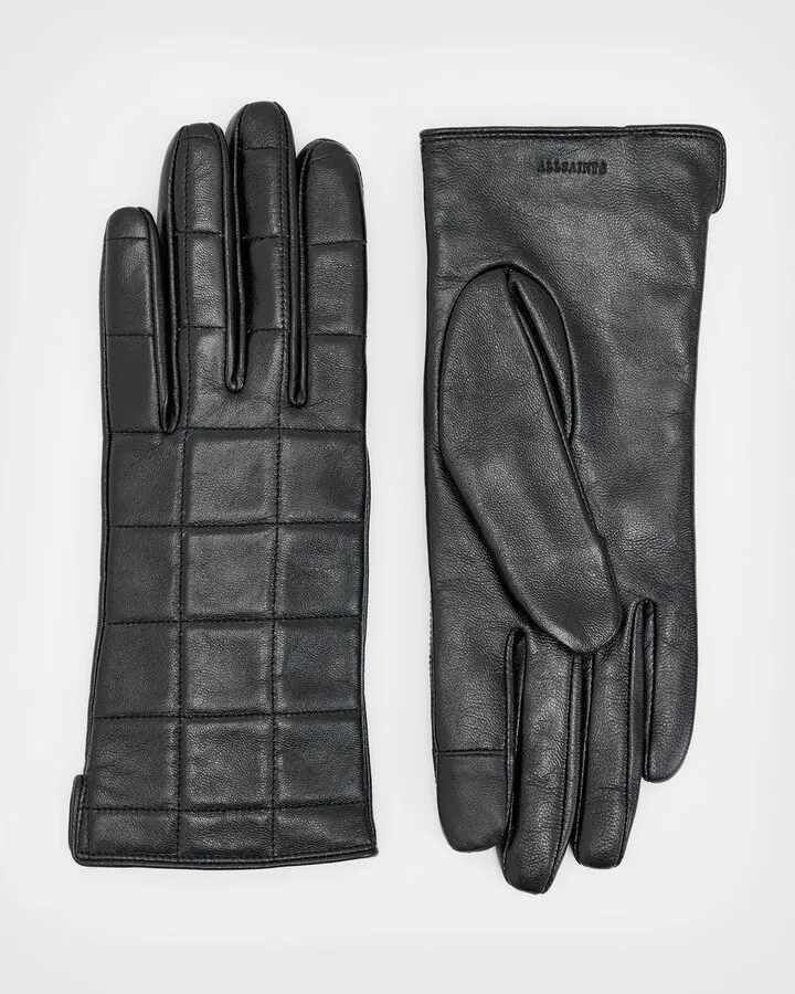 Andra Leather Gloves - Shiny Black