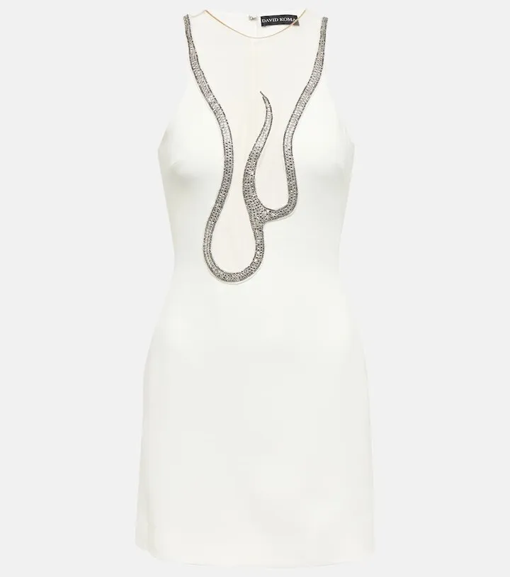 Embellished mesh-panel minidress