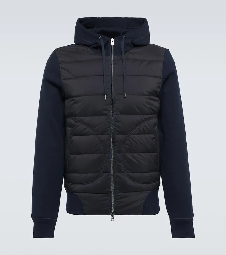 Down-paneled wool and cotton jacket