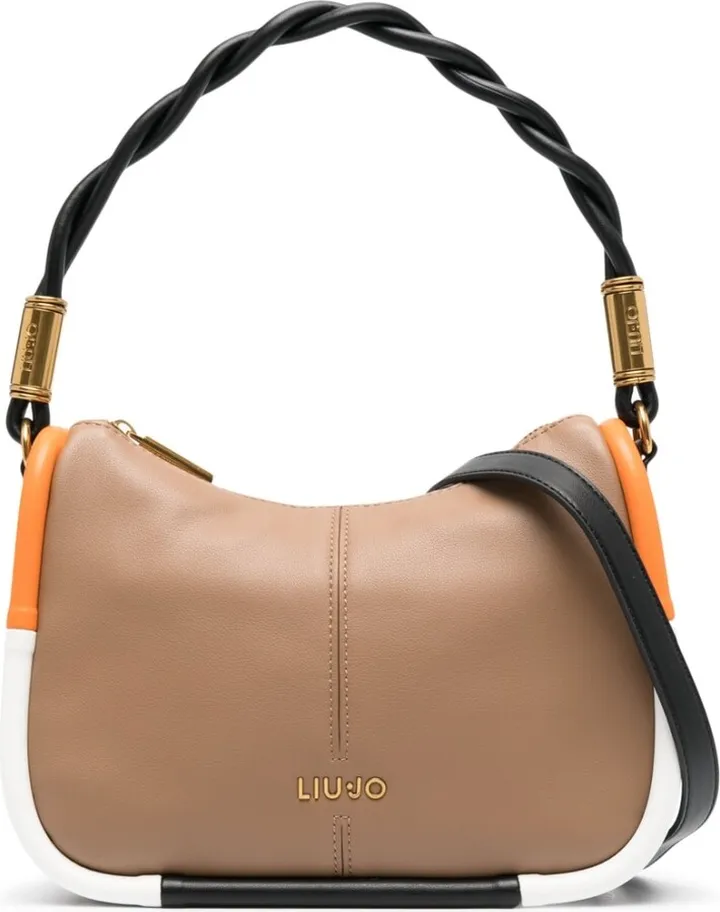Twisted Handle Leather Shoulder Bag