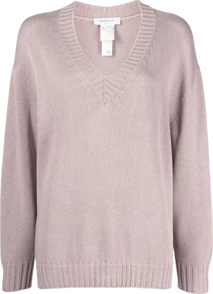 V-neck knitted jumper