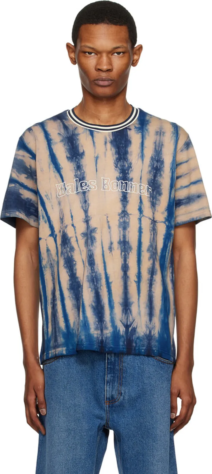 Wales Bonner Blue & Beige Tie-Dye T-Shirt