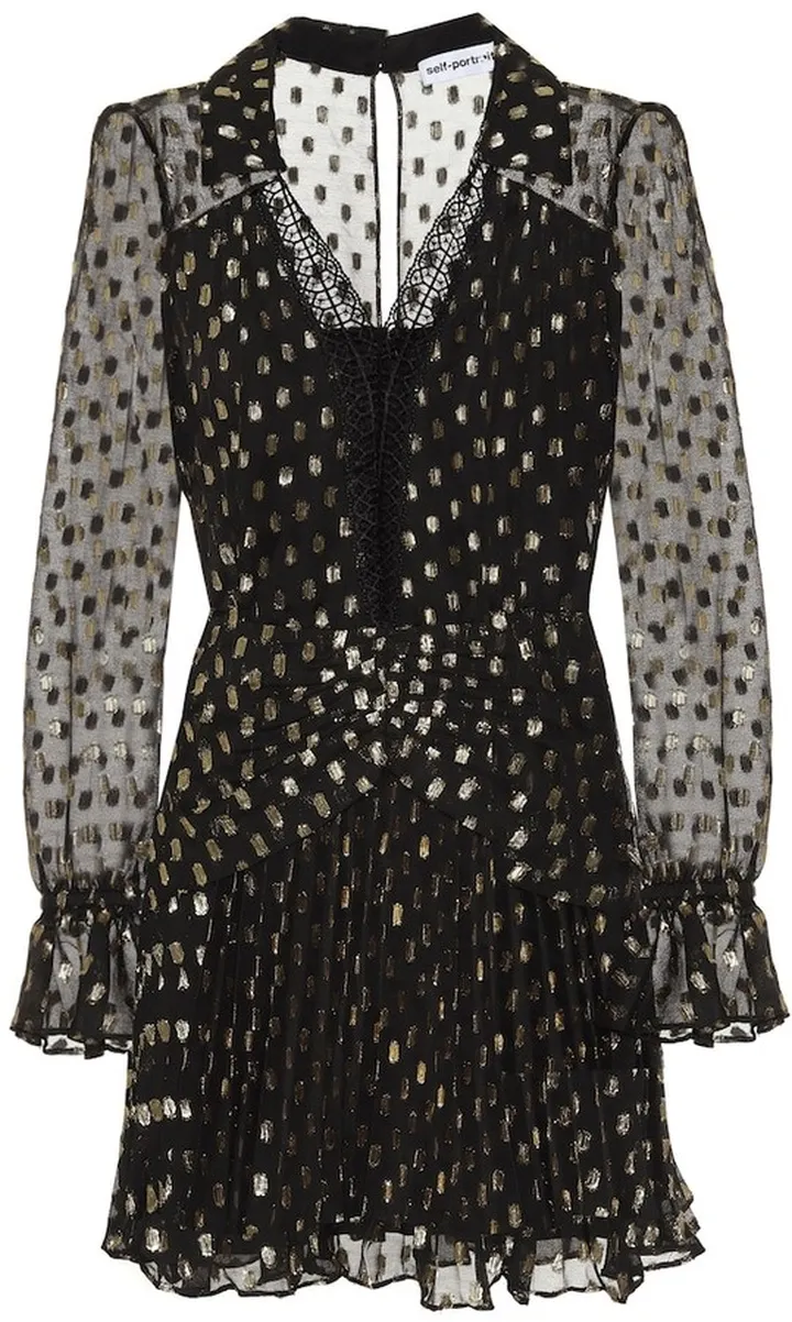 Polka-dot fil-coupe minidress