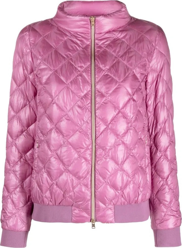 Diamond-Quilted Bomber Jacket