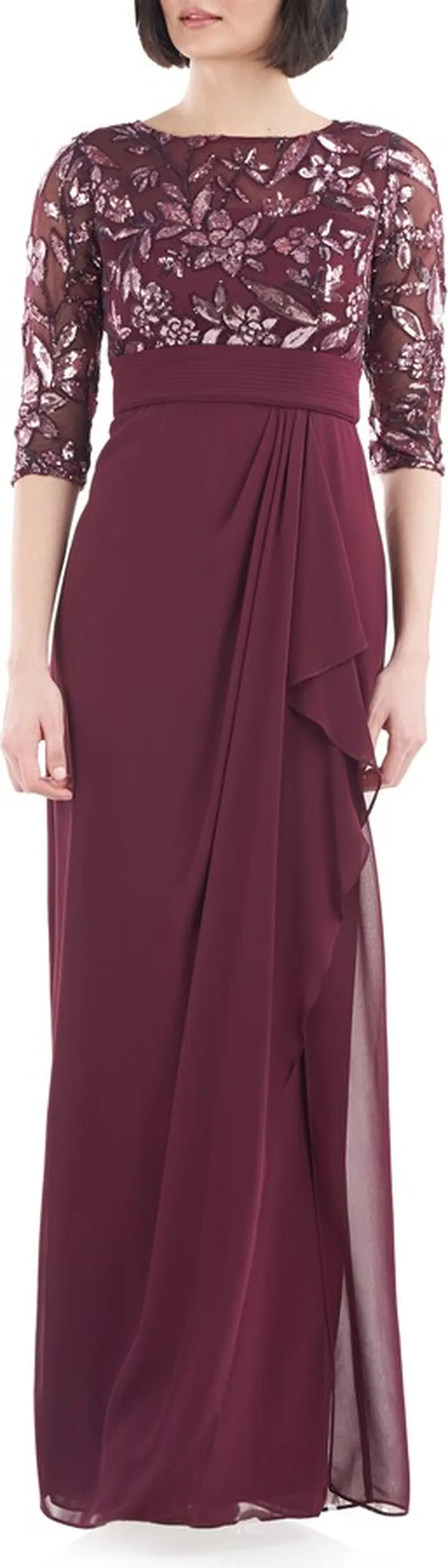 Tessa Sequin Floral Column Gown