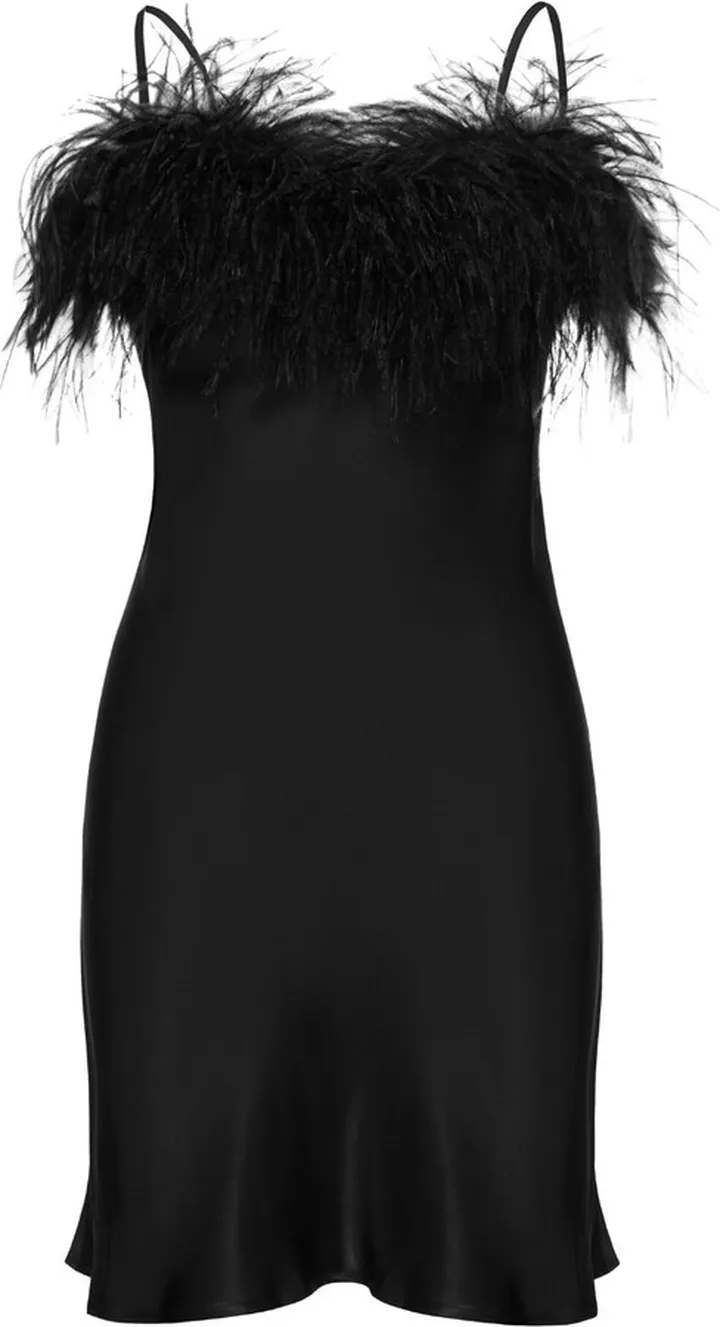 Boheme feather-trim minidress