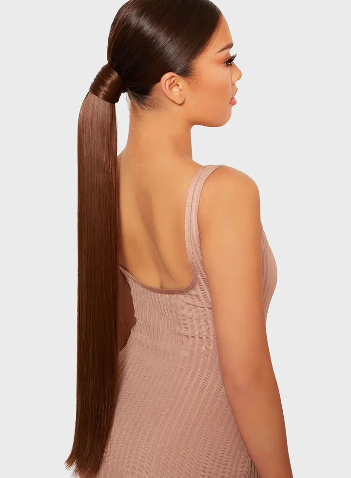Grande 26 Inch Straight Wraparound Pony - Choc Brown