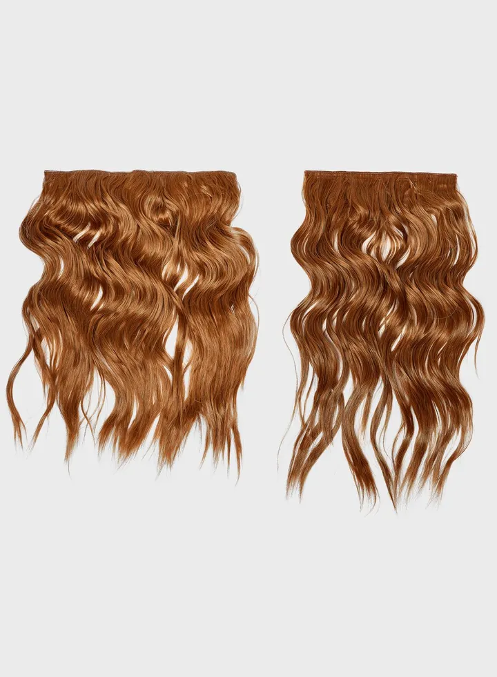 Super Thick 16" 5 Piece Brushed Out Wave Clip In Hair Extensions -26/30 Mixed Auburn