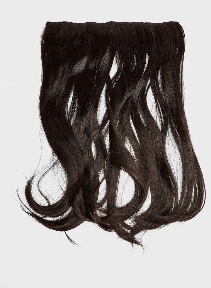 Thick 14" 1 Piece Blow Dry Wavy Clip In Hair Extensions -4 Dark Brown