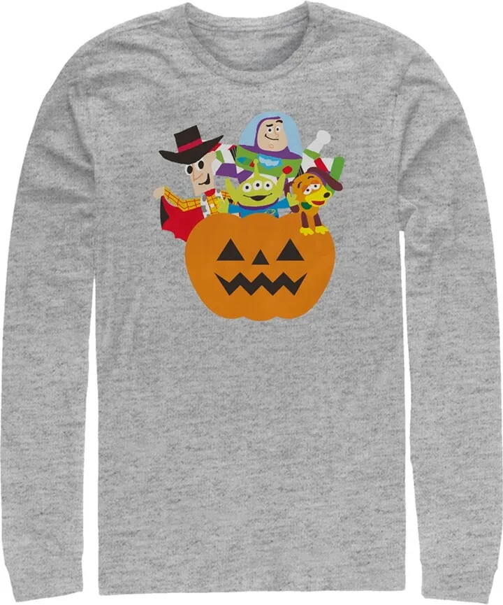Men's Toy Story Halloween Toy Treats Long Sleeve Shirt - Athletic Heather - Large