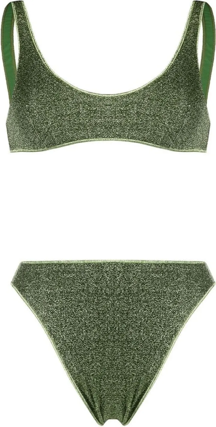 Metallic-Thread Scoop Bikini