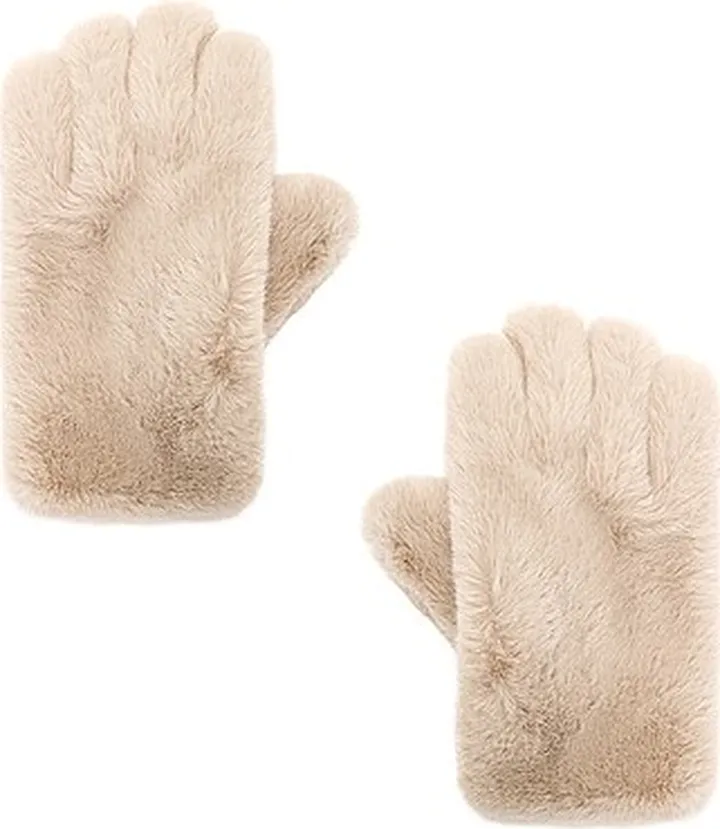 STAND STUDIO Carmen Faux Fur Gloves in Neutral