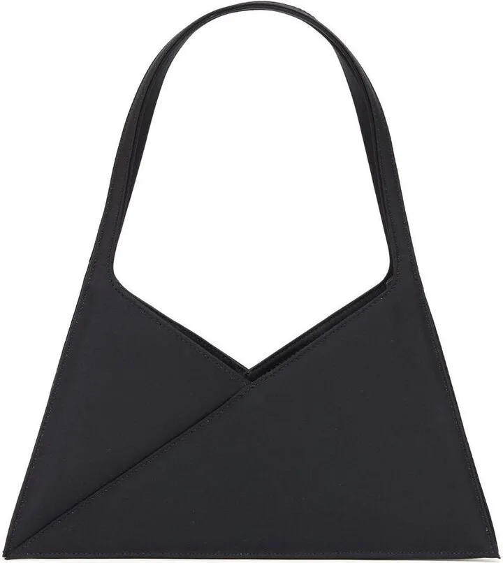 Black Triangle Leather Shoulder Bag