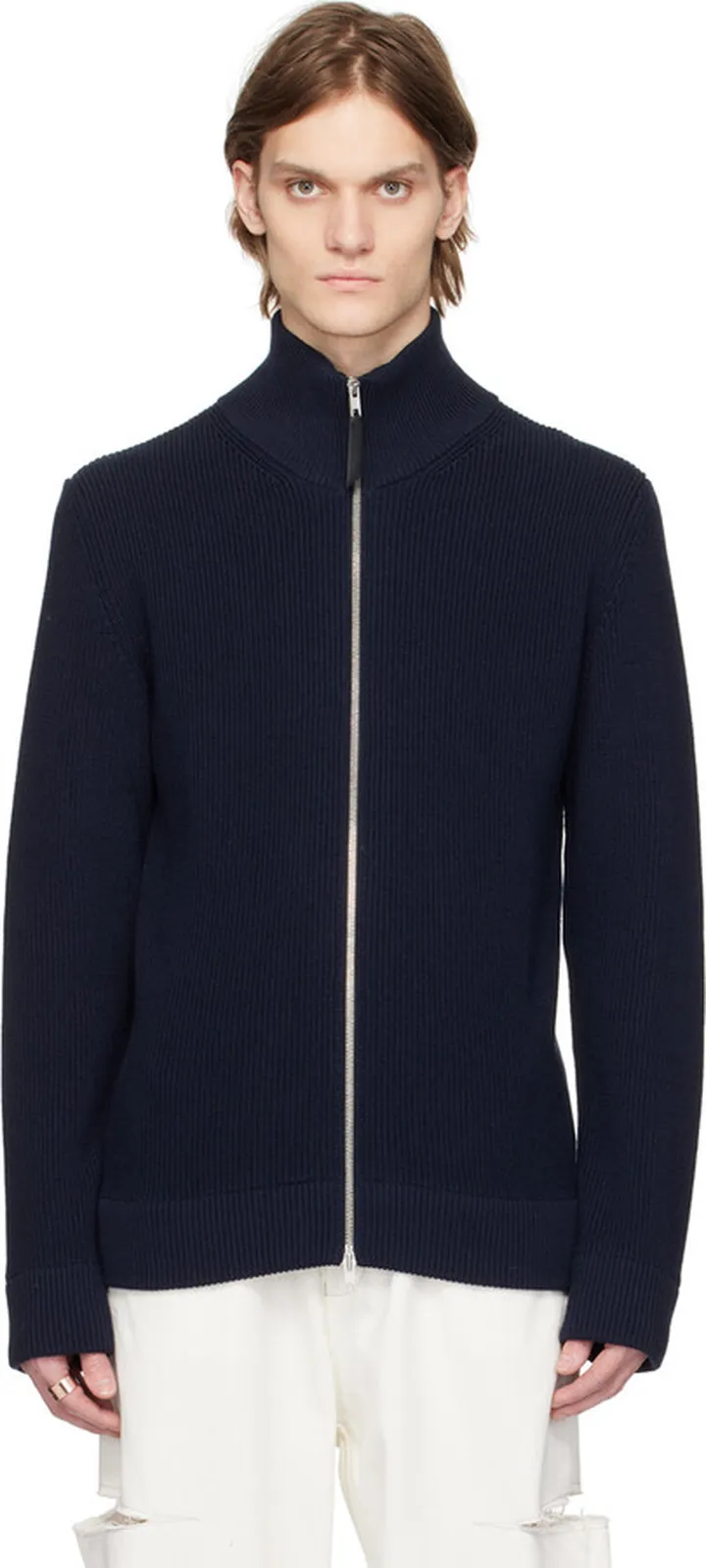 Maison Margiela Navy Zip Sweater
