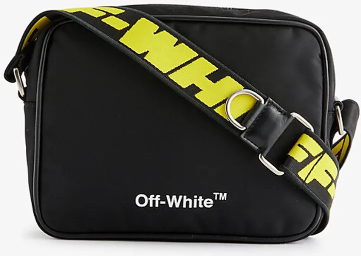 Black White Hard Core Logo-print Woven Cross-body bag
