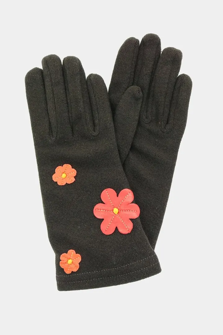 Leather Colored Floral Micro Jersey Gloves