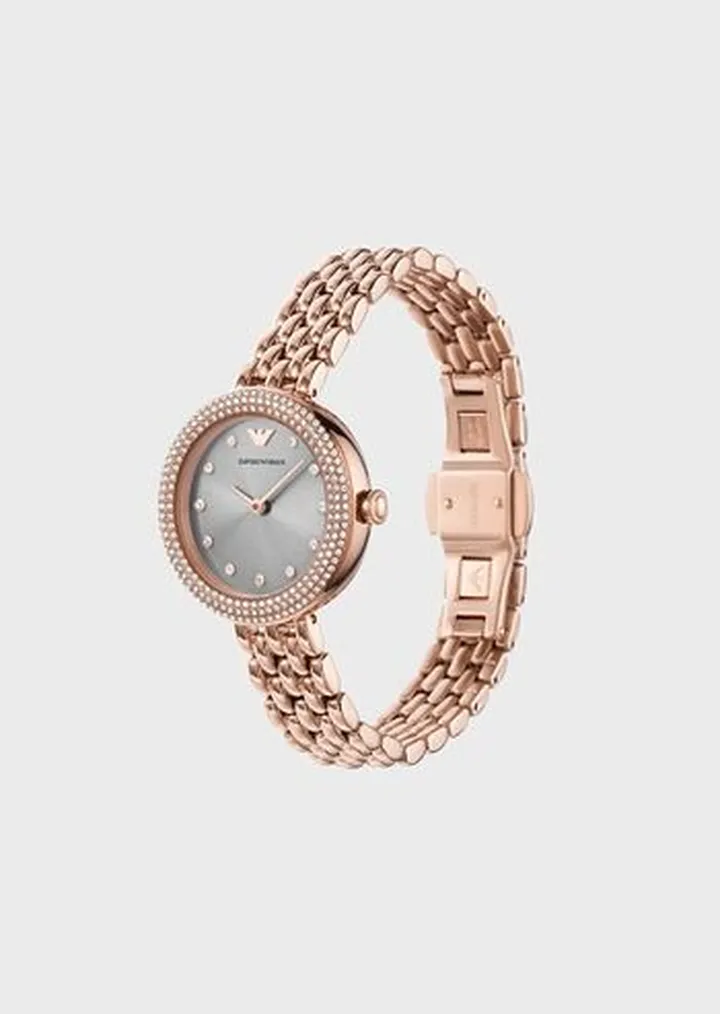 Two-Hand Rose Gold Stainless Steel Watch