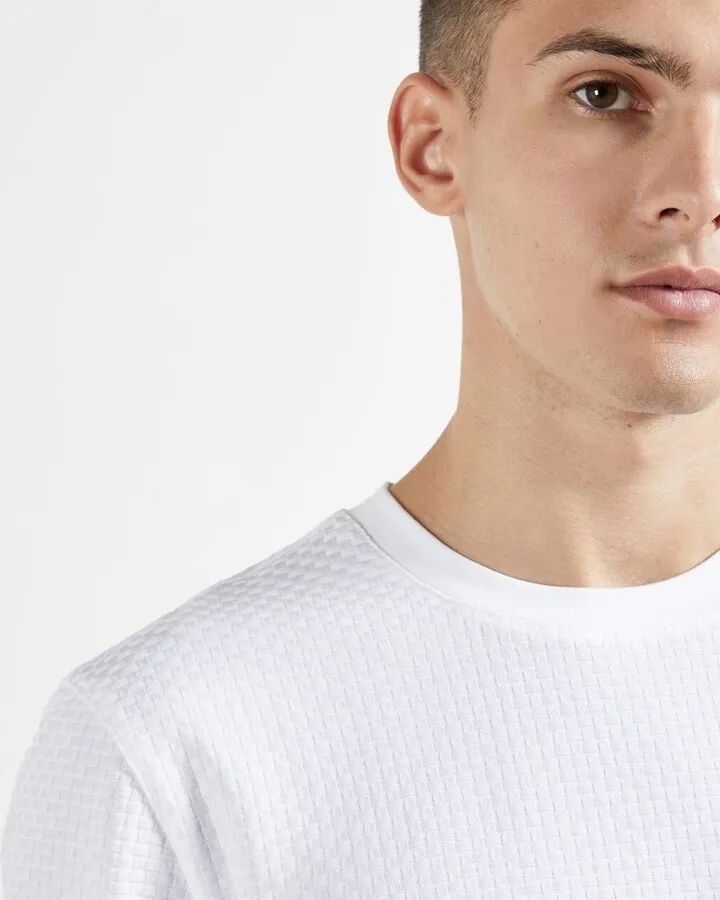 Textured Cotton T-Shirt in White