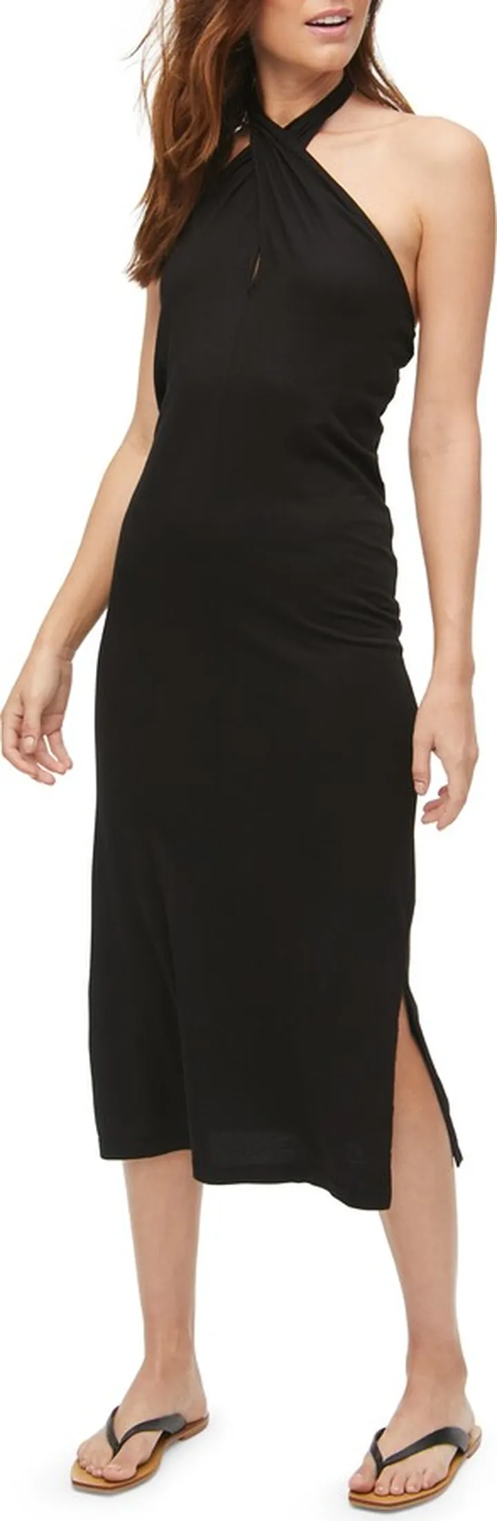 Hannah Twist Halter Neck Cotton & Modal Midi Dress