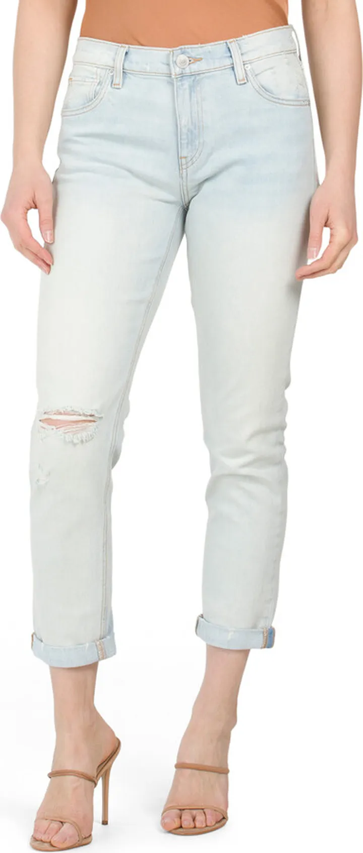 Lana Slim Boyfriend Rolled Hem Ankle Jeans