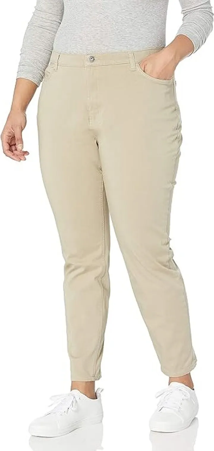 Dickies Women's Perfect Shape Twill Skinny 4 Pocket Pant (Rinsed Oxford Stone) Women's Clothing