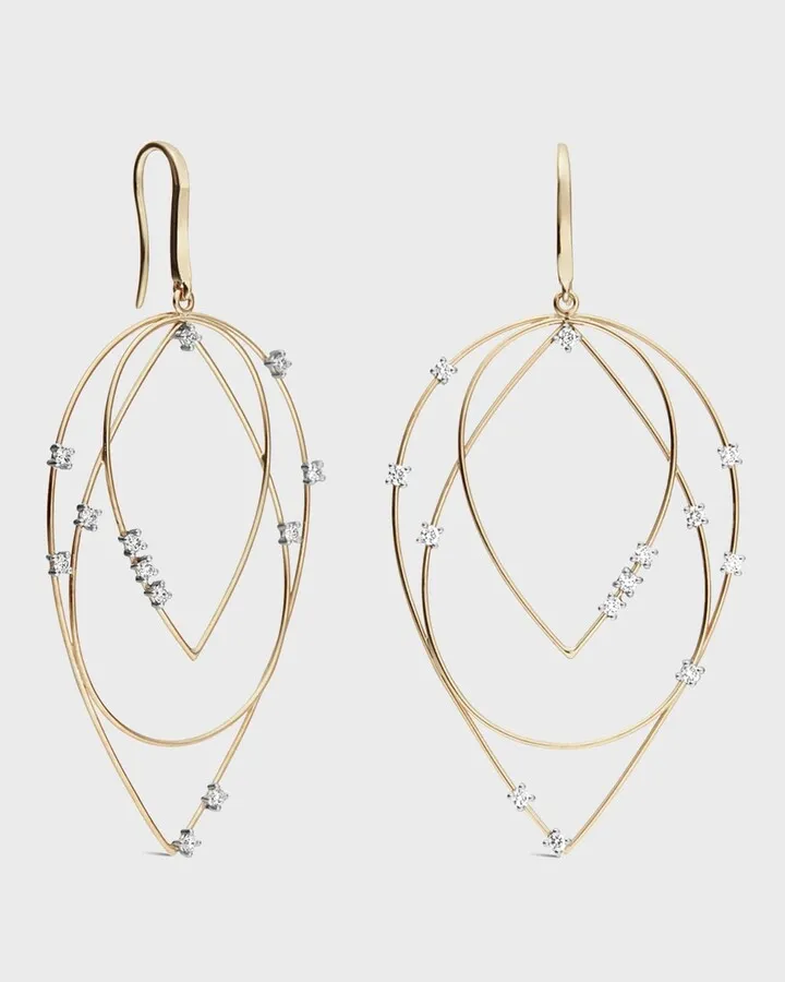 Medium 3-Tier Diamond Hoop-Drop Earrings
